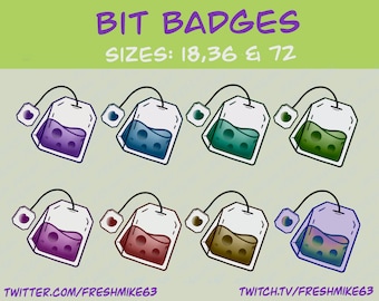 Tea Bag Badges | Bit Badges | Twitch Badges | Sub Badges | Twitch Emote | Youtube Emote | Discord Emote | Community Emote | Streamer Emote