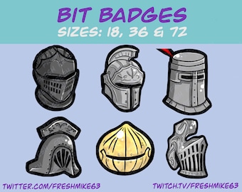 Knight badges |Twitch Sub Badges | Set of 6 | Knight Icons | Knight helmet  badge icons | Discord | Chat Subscriber Emotes