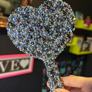 Heart Shaped Mirror Glazed in Gorgeous Pearls. Sparkling with AB Crystals / Rhinestones Gorgeous and Perfect for a Gift