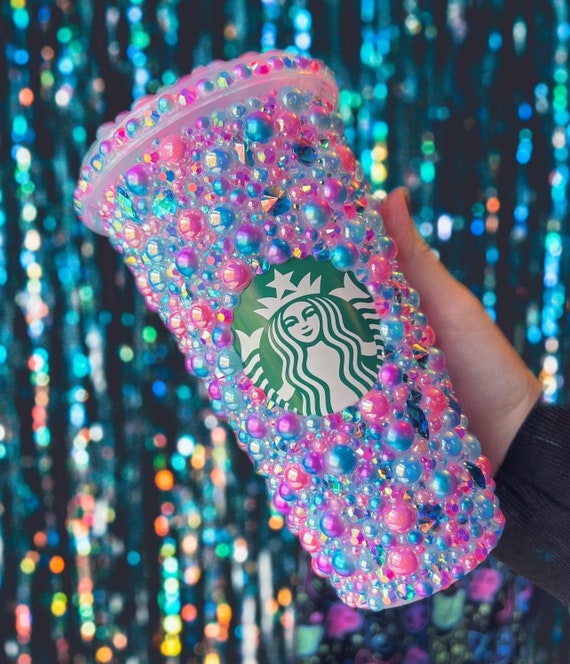 Rhinestone Starbucks Tumbler, Hot Pink & Turquoise Ombr Crystals - Etsy