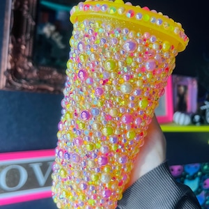 Hot Girl Summer  Tumbler Cold Cup Embellished in Beautiful Pearls and Stunning AB Crystals and Rhinestones