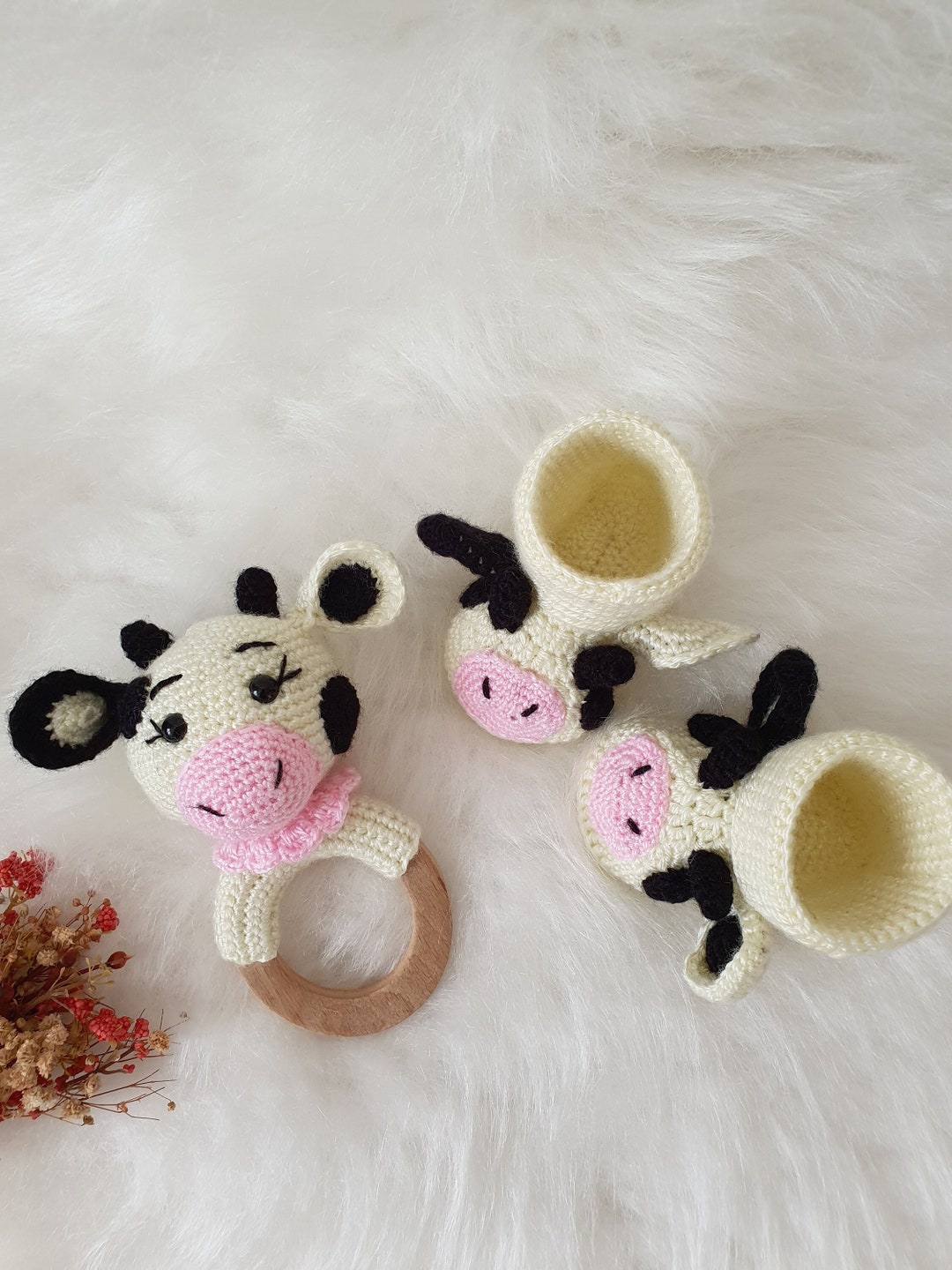 Crochet Baby Bootie and Rattle,grandparent Pregnancy Announcement,cute