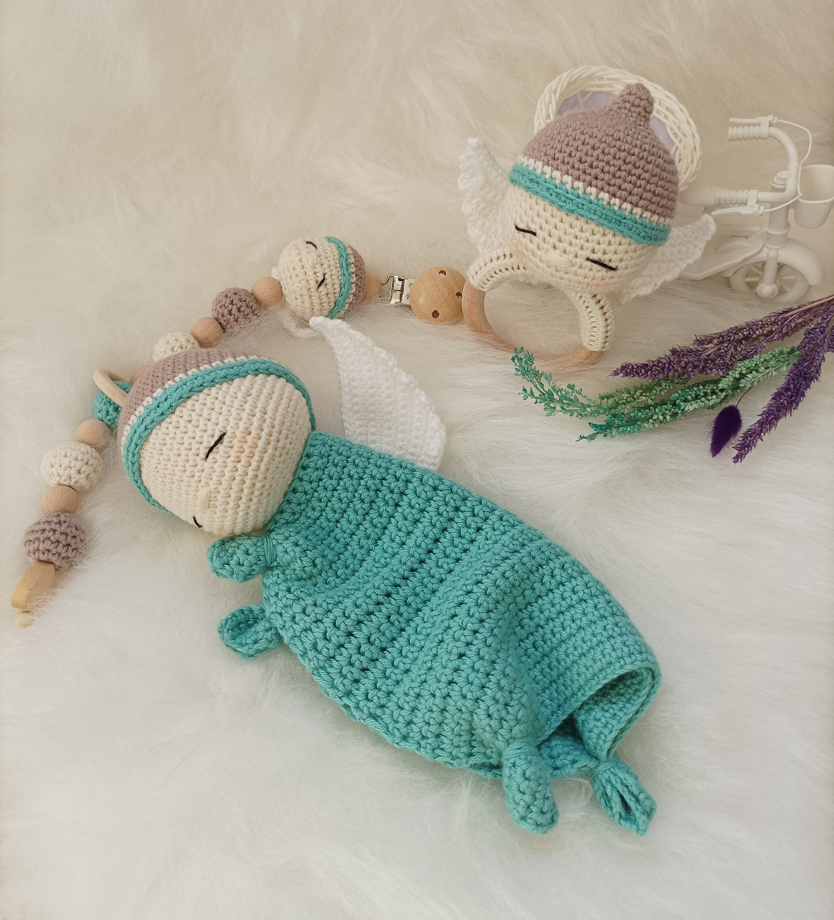 Crochet Baby Sleepy Doll amigurumi Handmade Cute Angel Sleeping Toy Guardian Angel Lovey birthday Gifts Rattle sleepy Angel Etsy