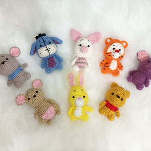 Crochet pooh and friends set,baby shower decor,amigurimi toy,crochet toys for newborns,Birthday gifts,Handmade crochet animals,finished item