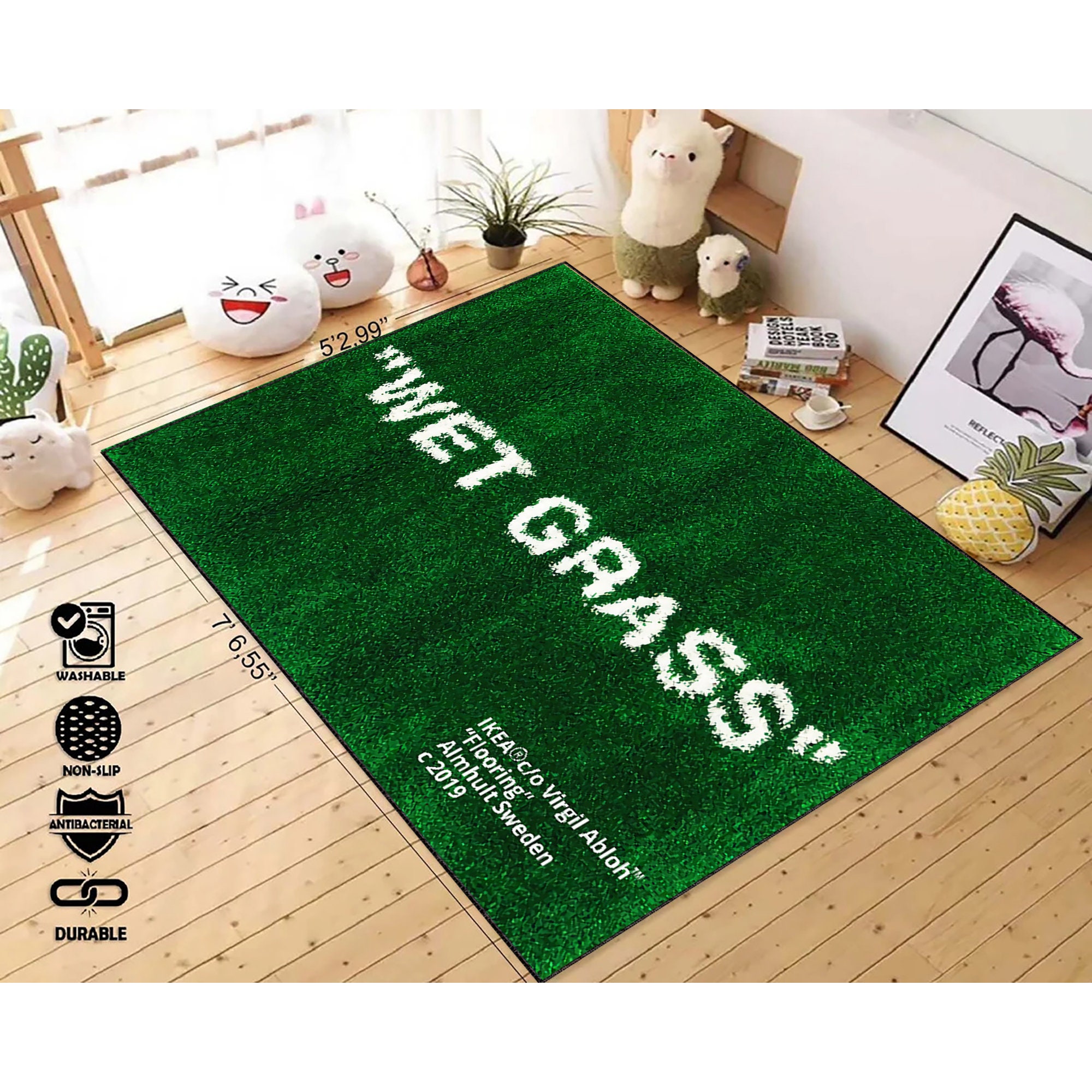 Wet Grass Rugwet-grass Rug Wet Grass Patterned Green Rug 