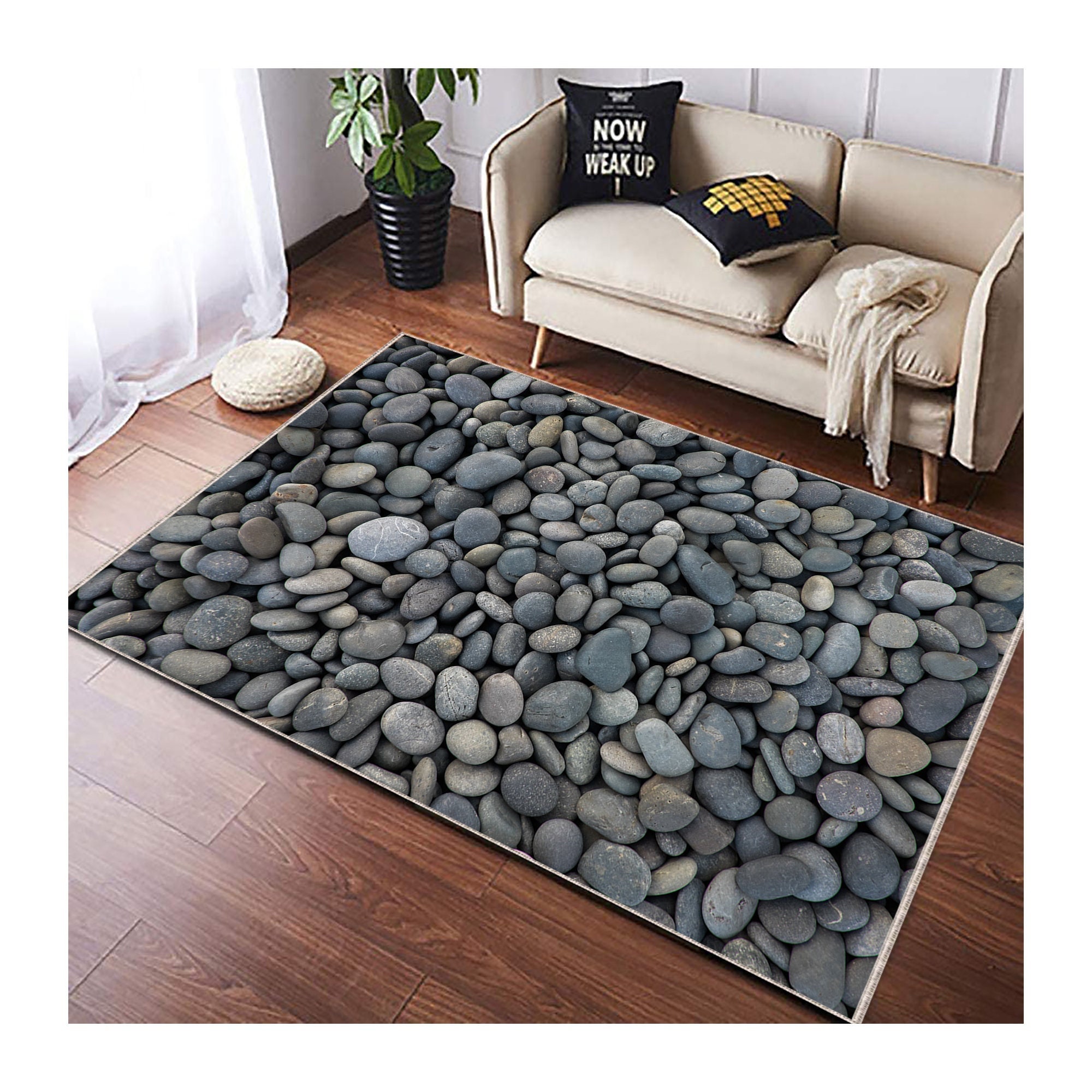 Alfombra de piedras de guijarros alfombra con estampado de - Etsy España
