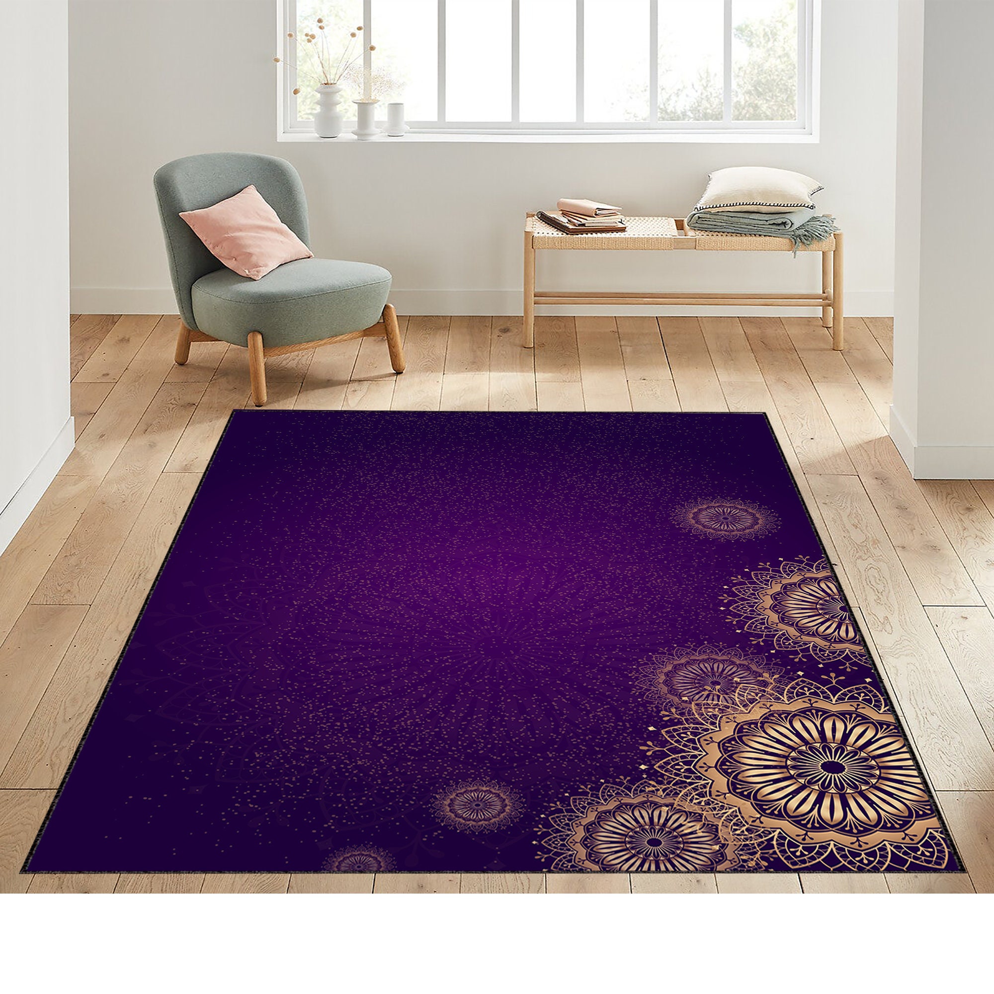 Mandala Purple Mandala Rug Design Rug Living Room Rug Etsy
