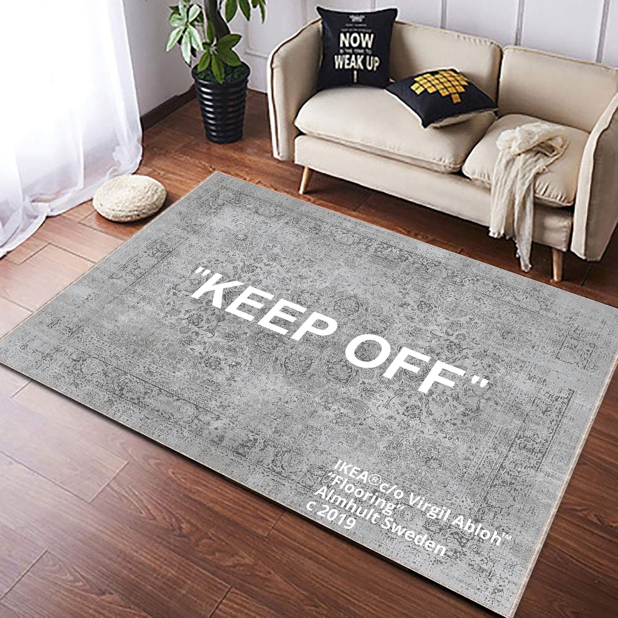 Area Rug "Keep Off" Off White Style Virgil Abloh Office, Bedroom