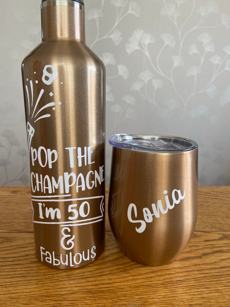 Personalised Insulated Wine Bottle & Tumbler Set Etsy Australia