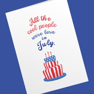 Biglietto di auguri di compleanno di luglio, download immediato, biglietto d&#39;auguri stampabile 4x6