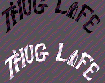 Thug Life Tattoo PNG Bundle – 2 Color Versions | High-Resolution Transparent PNG Files for Sublimation, HTV, Print & Cut