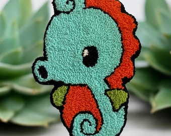 Large Cute Seahorse Mug Rug hand tufted/punch needle coaster