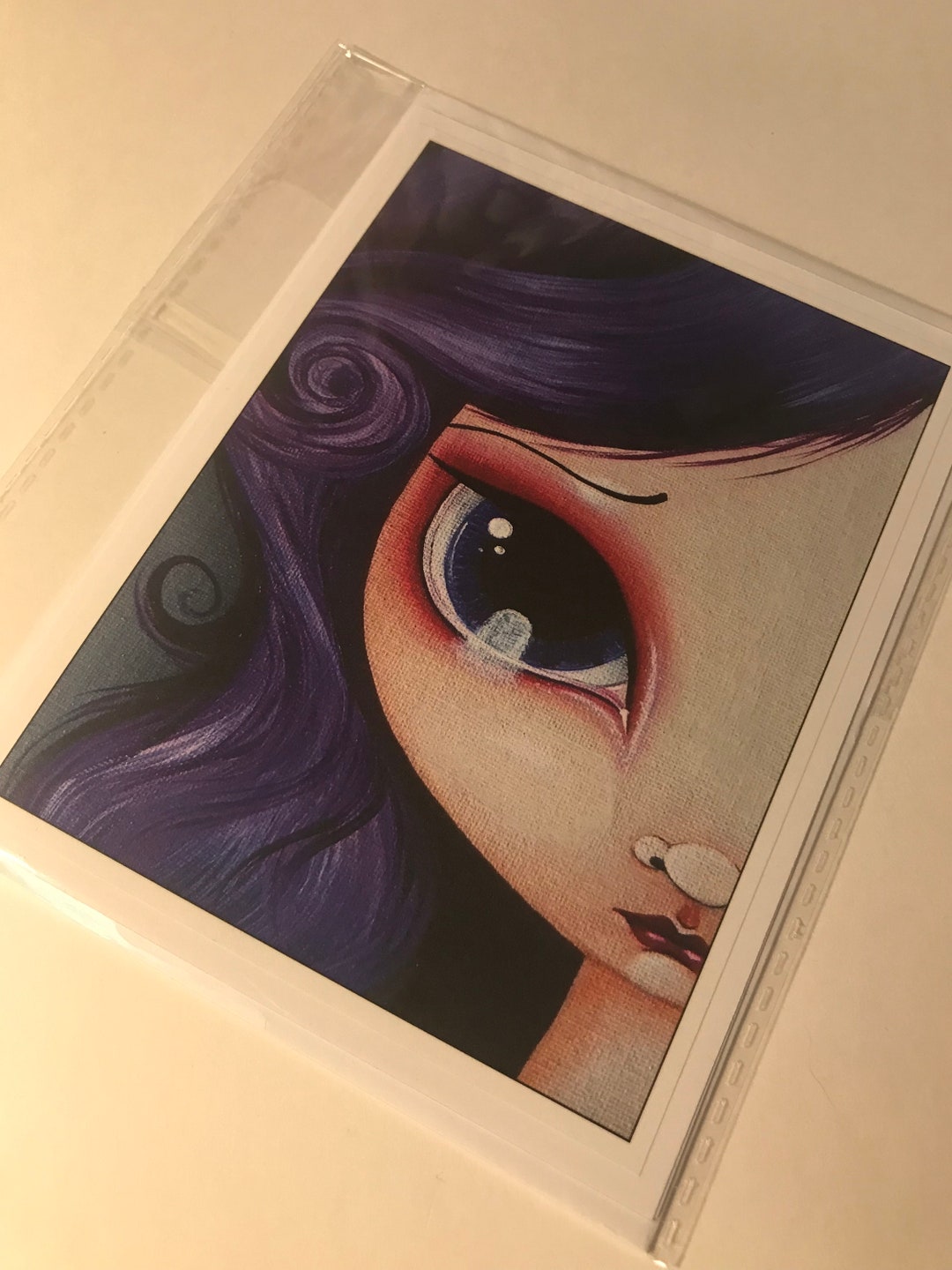 Big Eye Girl Art Print Blank Card Etsy