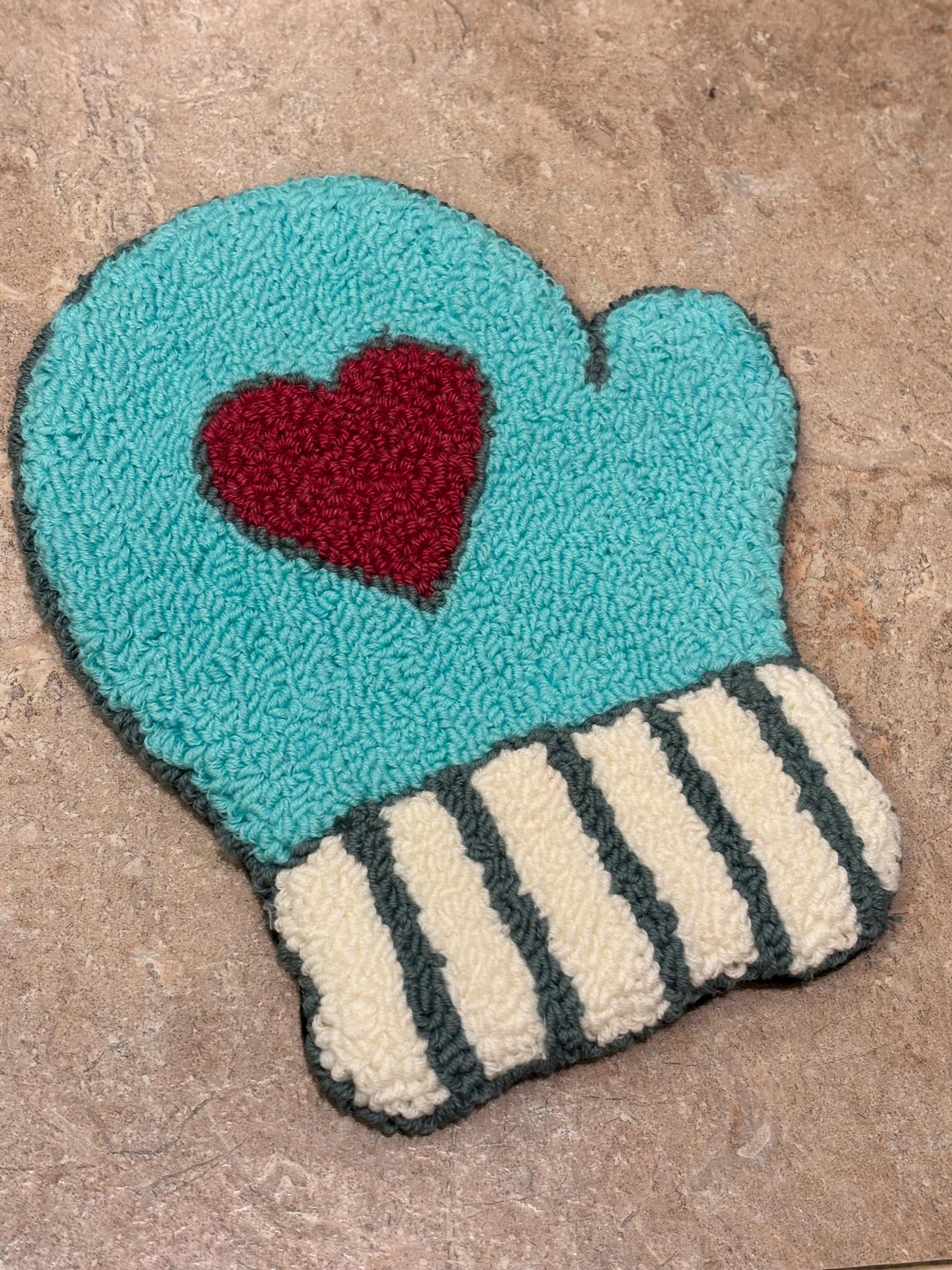 Mitten Mug Rug Large Mitten Christmas Winter Mug Rug Hand Tufted/punch Needle Coaster ...