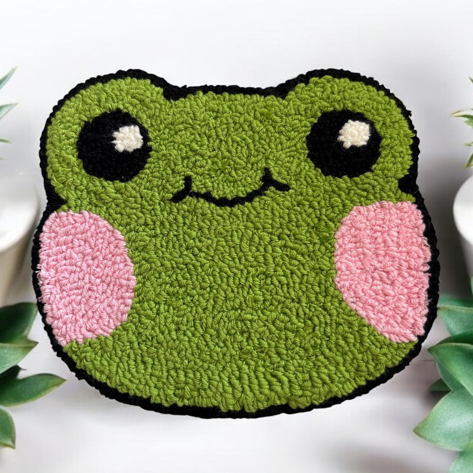 Large Cute Frog Mug Rug Hand Tufted/punch Needle Coaster - Etsy