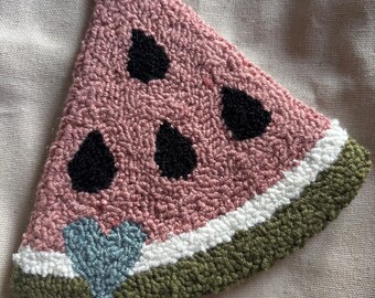 Large Watermelon Slice Mug Rug hand tufted/punch needle coaster