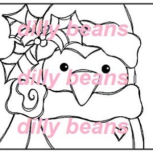 Holly Penguin digital stamp #493 INSTANT DOWNLOAD