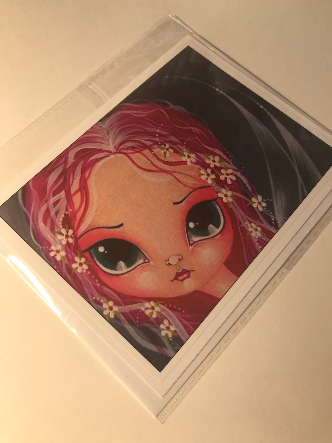 Big Eye Girl Art Print Blank Card Etsy