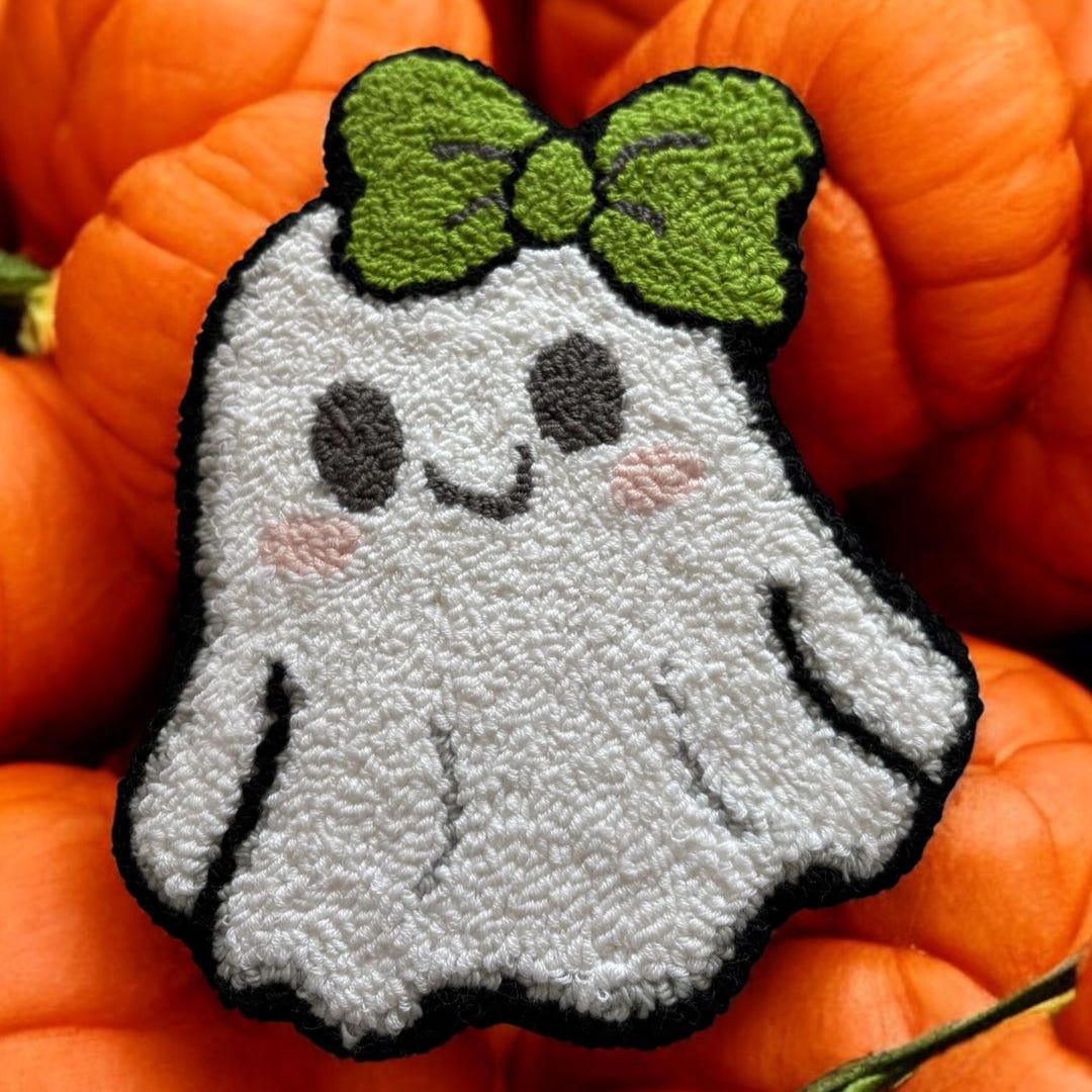 Large Cute Ghost Halloween Mug Rug Hand Tufted/punch Needle Coaster - Etsy