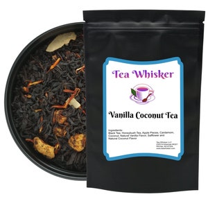 Vanilla Coconut, 100% All Natural, Gourmet, Black Loose Leaf Tea, Contains Caffeine, Great Hot or Iced
