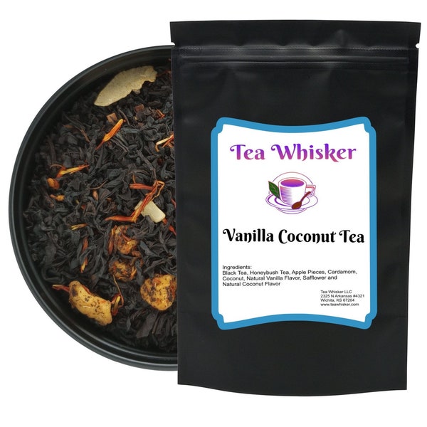 Vanilla Coconut, 100% All Natural, Gourmet, Black Loose Leaf Tea, Contains Caffeine, Great Hot or Iced