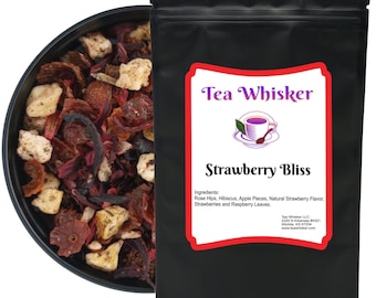 Strawberry Bliss, 100% All Natural, Gourmet Loose Leaf Tea, Kid Friendly, Caffeine Free, Great Iced or Hot