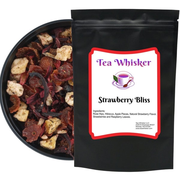 Strawberry Bliss, 100% All Natural, Gourmet Loose Leaf Tea, Kid Friendly, Caffeine Free, Great Iced or Hot