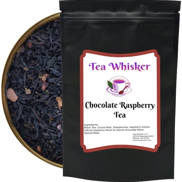 Chocolate Raspberry Tea, 100% All Natural, Gourmet Black Dessert Loose Leaf Tea, Contains Caffeine