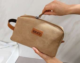 Personalisierte Herren Kulturtasche Benutzerdefinierte Herren Reise Kulturtasche Canvas Dopp Kit Trauzeuge Geschenkideen Geschenk für ihn Valentinstag Geschenke