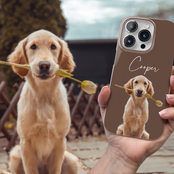 Custom Pet Photo iPhone Case, Personalized Dog Photo + Name Phone Case, Pet Owner Gift, Custom Pet Gift iPhone Case Cover