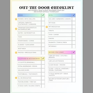 Emergency Checklist: for Evacuations, Go Bag, Vacation [PDF Printable]