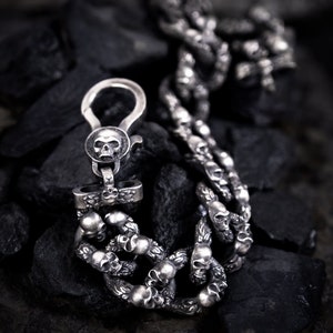 Silver Skeleton Bracelet, Gothic Style Bracelet, Handmade Punk Skull Jewelry