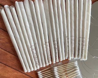 Handcrafted Beeswax Ear Candle Kit, White, Mint Scented (20 Count)