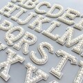1 Pcs A-Z English Alphabet White Pearl Letter Patch IRON ON Sewing Decoration DIY Crafts Letter