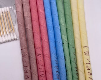 10 Pcs Colorful Handmade Beeswax Ear Wax Removal Candles Natural Essential Oil Cotton Swabs