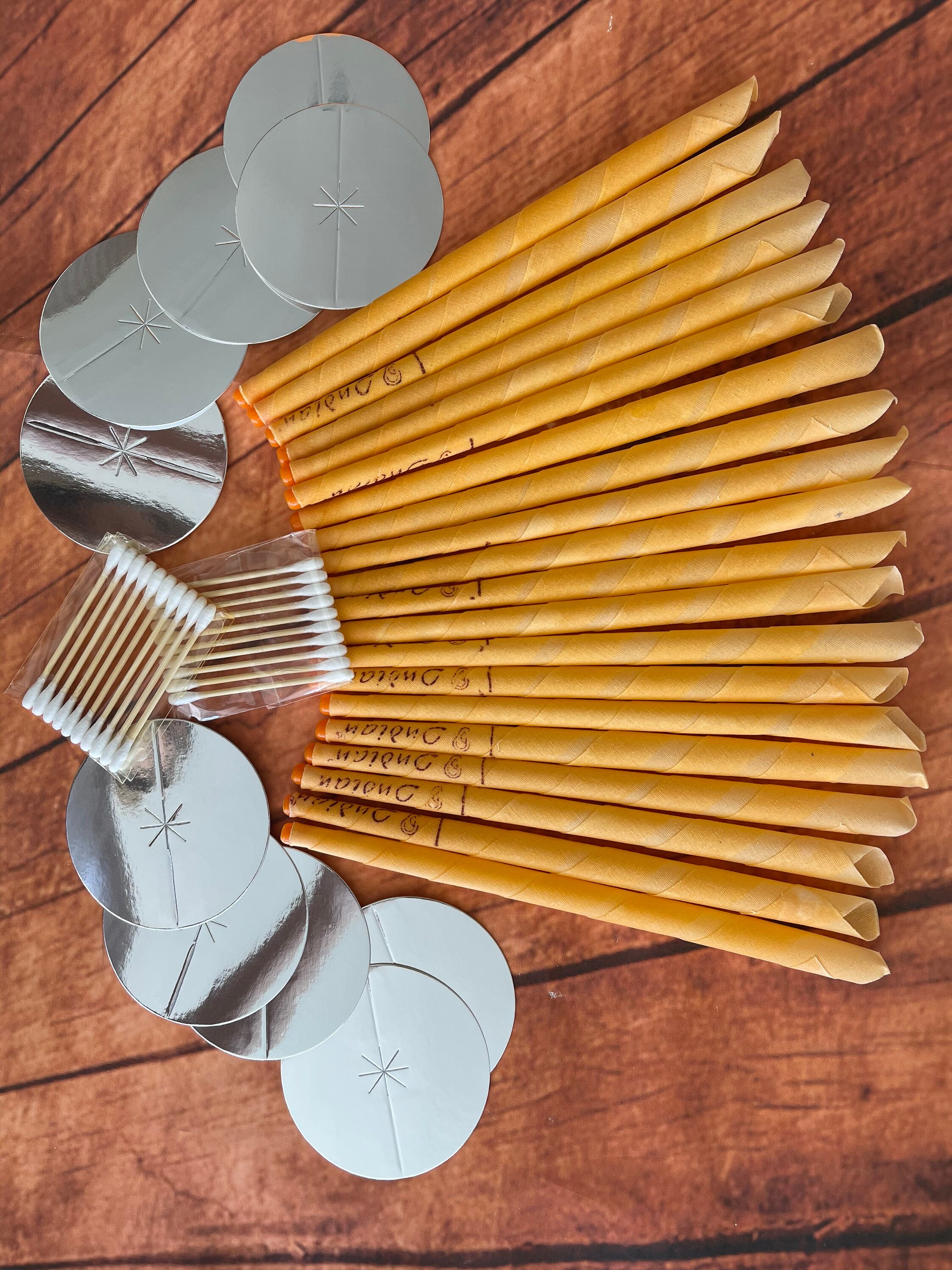 20 Pcs Orange Ear Candles Beeswax Candles Ear Wax Removal Set Handmade