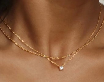 Diamond Necklace For Women 14k Gold Plated Long Choker Necklace Jewelry