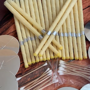20 Pcs Handcrafted Ear Wax Removal Kit, Made With 100% Beeswax Coated Paper With Cotton Swabs and Paper Protective Discs