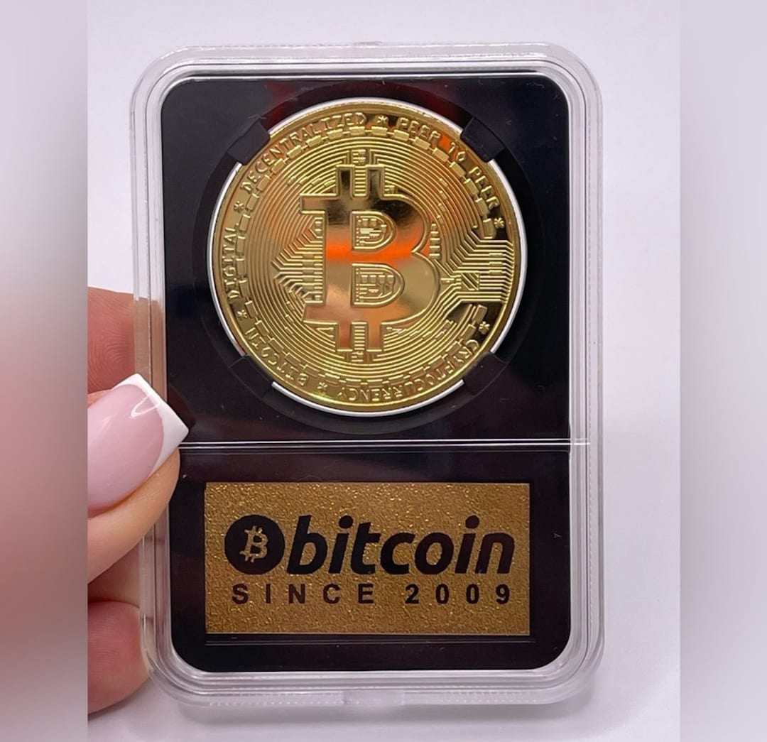 Moneda Bitcoin en estuche de edición de coleccionista: moneda de oro física  de edición limitada con vitrina de criptomoneda, escritorio - Etsy España