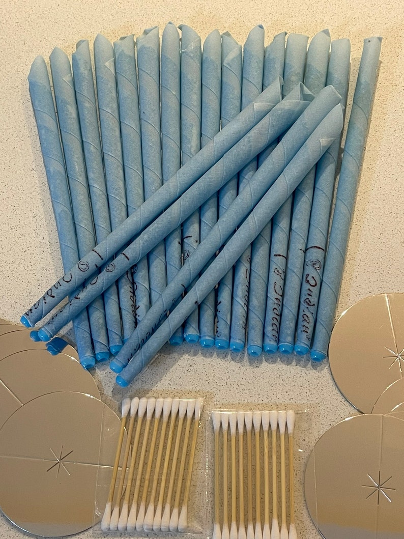 20 Pcs Ear Wax Removal Candles Beeswax Blue Set Ear Candles Set Cotton