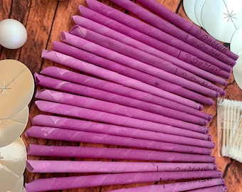 20 Pcs Ear Wax Removal Candles Purple Lavender Set Handmade Ear Candle Cotton Swabs Protective Discs