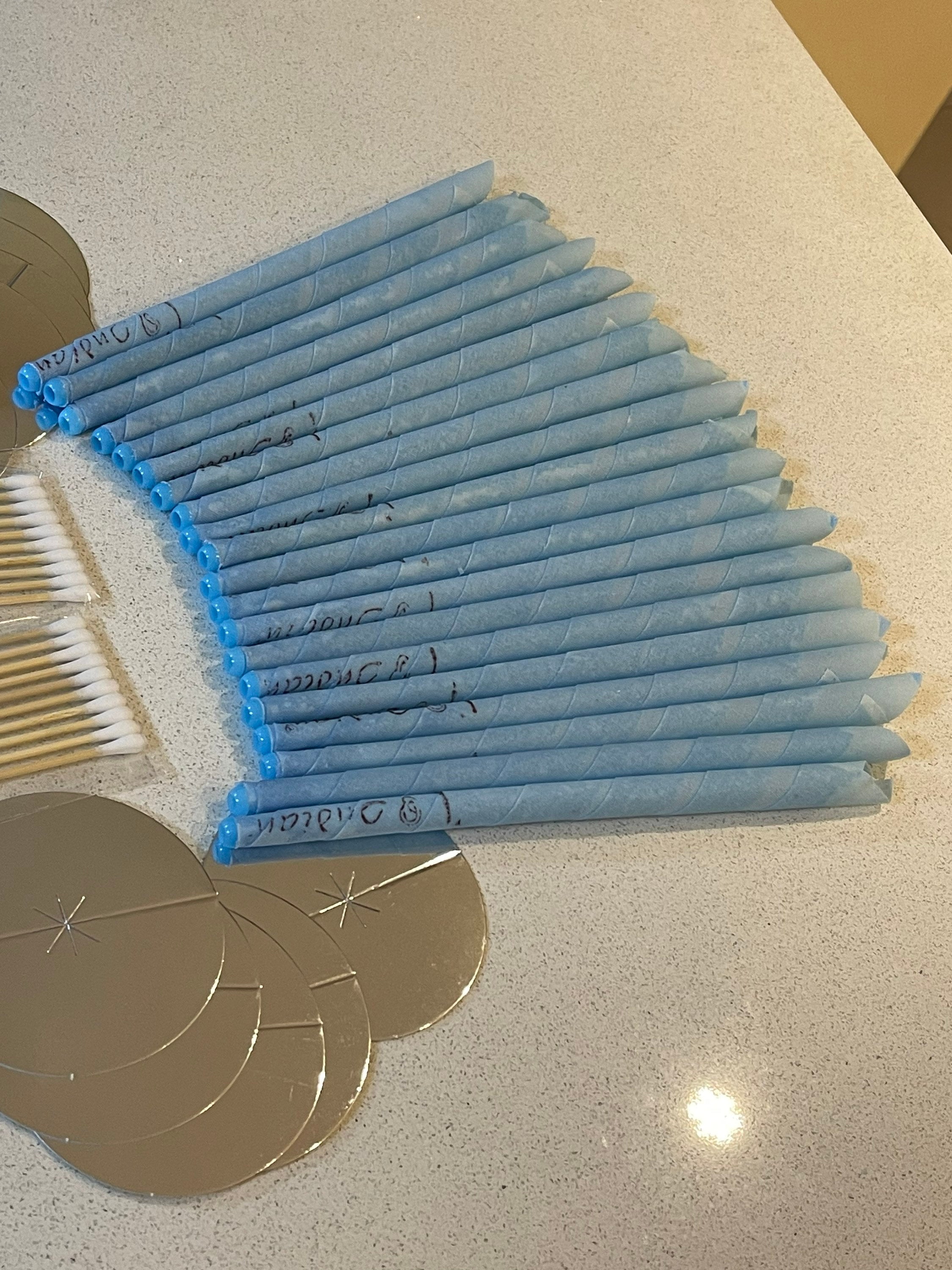 20 Pcs Ear Wax Removal Candles Beeswax Blue Set Ear Candles Set Cotton Swabs Protective Discs