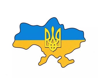 Ukraine Flag Trident Car Sticker Map Decal Ukrainian Car Accessories Support of Ukraine Handmade Sticker