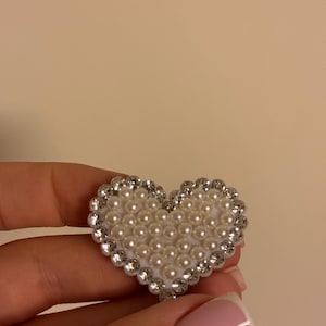 Toppa con pere di strass, toppa con perle a forma di cuore, toppe con strass, toppa con perle da cucire e incollare