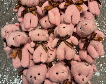 24 Light Pink Teddy Bear Plush Favors, Baby Shower Favors, Wedding Favor Teddy Bears, Girl Baby Shower Decor, Plush Bear Party Favors
