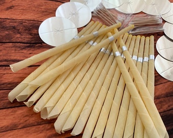Set of 20 Beeswax Ear Candles: Handcrafted Gentle & Effective Earwax Removal with Cotton Swabs