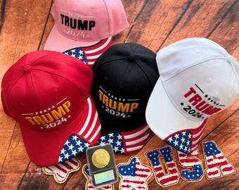 Trump 2024 Baseball Cap & Coin Set – Patriotic MAGA Hat