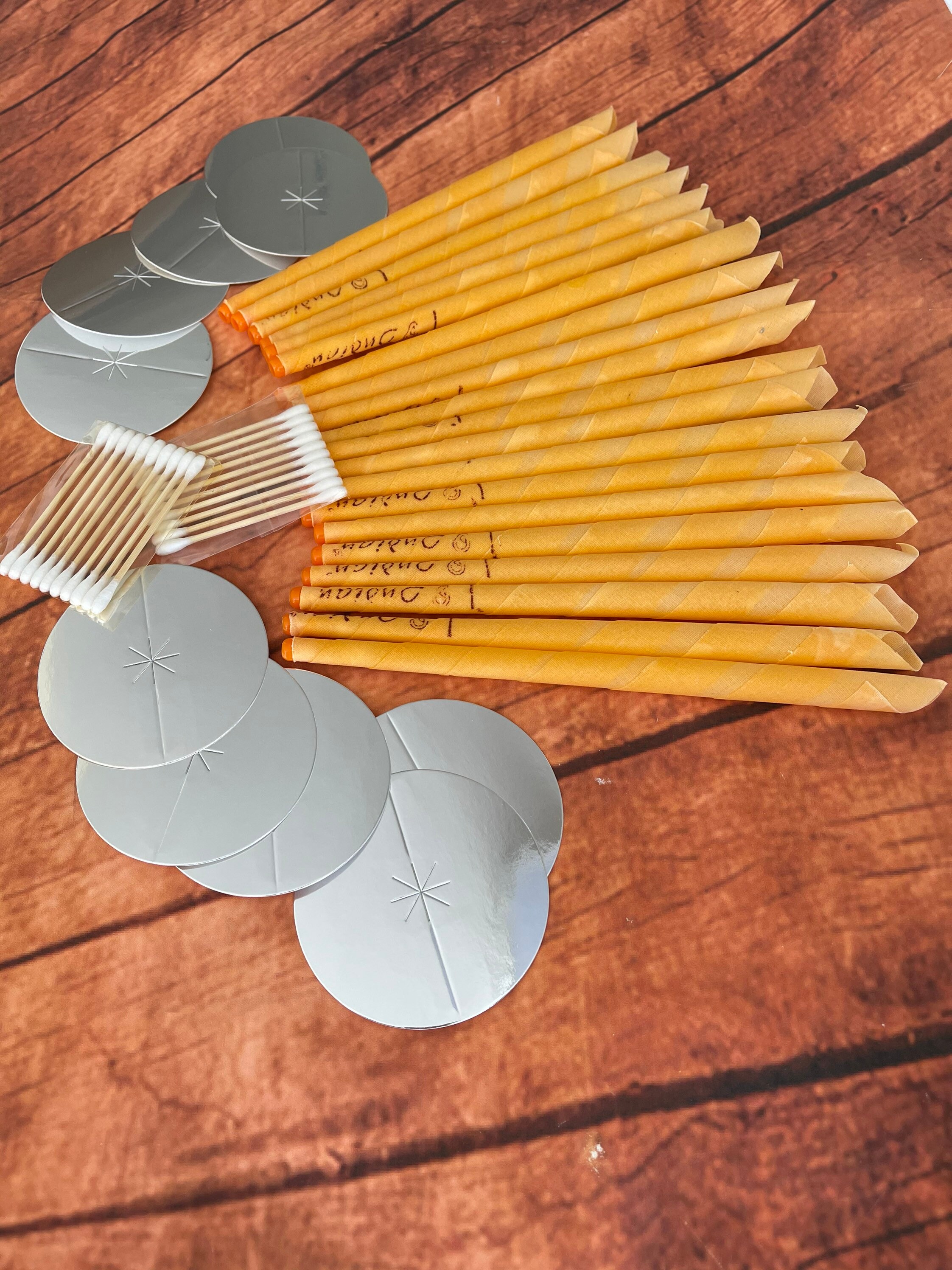 20 Pcs Orange Ear Candles Beeswax Candles Ear Wax Removal Set Handmade