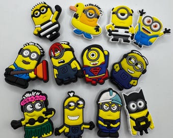 12 Pcs Minions Shoe Charms Despicable Me Yellow Clips Bundle Set