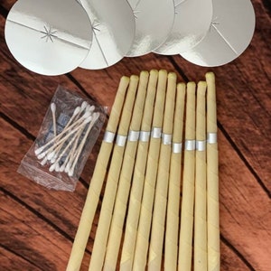 10 Pcs Ear Candles Bees Wax Removal Set Handmade With Discs Ear Candle Cotton Swabs Protective Discs Earwax Remover Ear Cleaning Tool